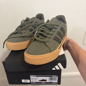 adidas men’s and women’s Olive Low-Top Sneakers with Gum Sole